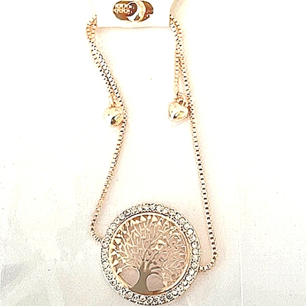 Rose gold CZ Bracelet "tree of life" adjustable bracelet One size fits most NEW